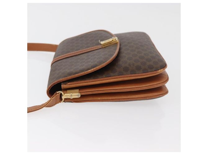 Céline Borsa a tracolla CELINE Macadam Canvas PVC Pelle Marrone Oro Auth BA12811 D'oro - vista 4