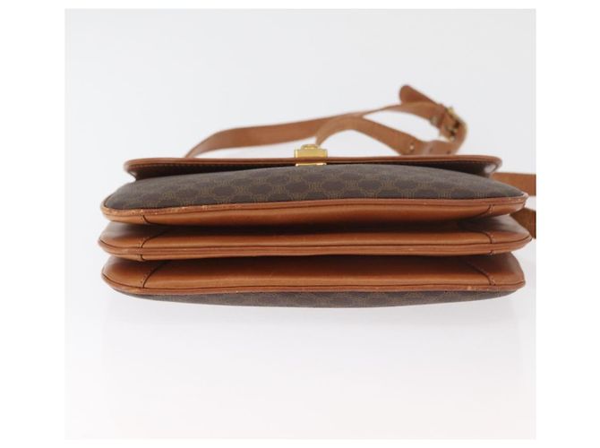 Céline Borsa a tracolla CELINE Macadam Canvas PVC Pelle Marrone Oro Auth BA12811 D'oro - vista 5