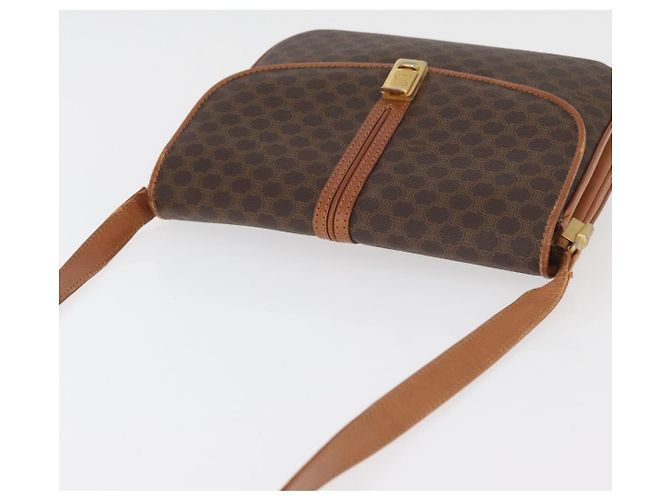 Céline Borsa a tracolla CELINE Macadam Canvas PVC Pelle Marrone Oro Auth BA12811 D'oro - vista 6