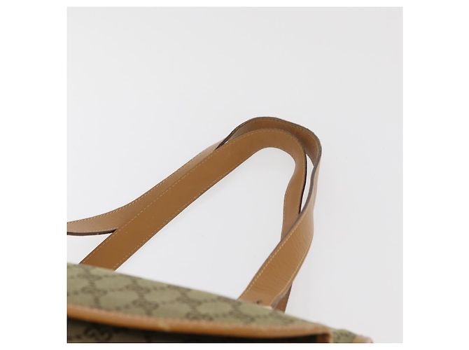 Borsa Tote GUCCI GG Canvas Khaki Gold Auth 178301 D'oro Cachi - vista 14