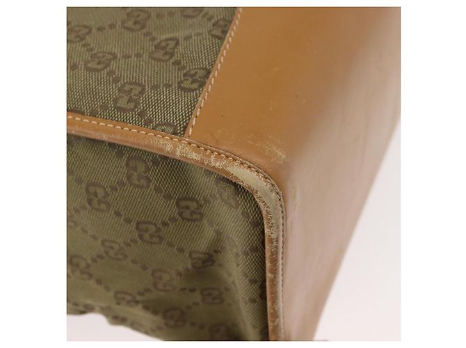 Borsa Tote GUCCI GG Canvas Khaki Gold Auth 178301 D'oro Cachi - vista 16