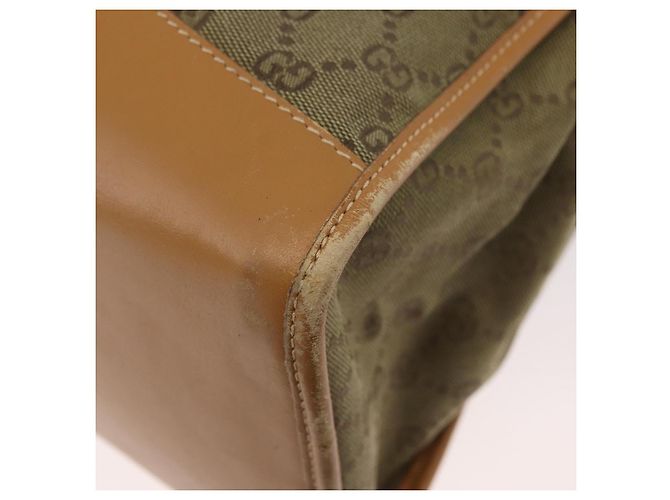 Borsa Tote GUCCI GG Canvas Khaki Gold Auth 178301 D'oro Cachi - vista 17