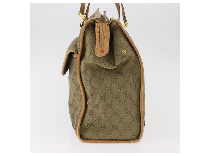Borsa Tote GUCCI GG Canvas Khaki Gold Auth 178301 D'oro Cachi - vista 4