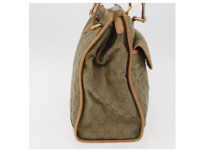 Borsa Tote GUCCI GG Canvas Khaki Gold Auth 178301 D'oro Cachi - vista 5