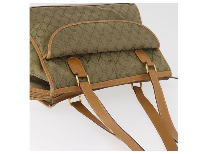 Borsa Tote GUCCI GG Canvas Khaki Gold Auth 178301 D'oro Cachi - vista 7