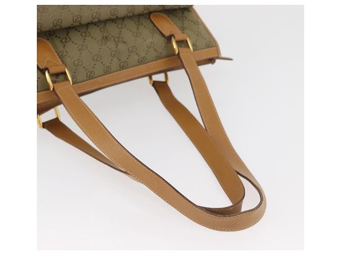 Borsa Tote GUCCI GG Canvas Khaki Gold Auth 178301 D'oro Cachi - vista 8