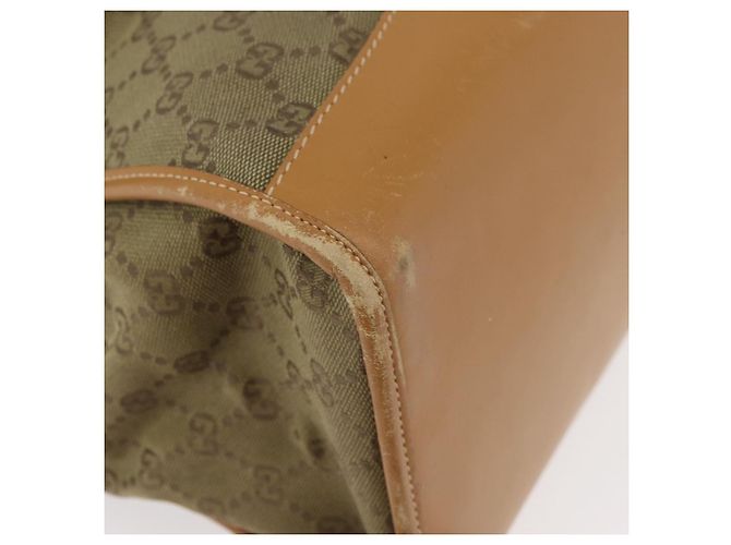 Borsa Tote GUCCI GG Canvas Khaki Gold Auth 178301 D'oro Cachi - vista 9