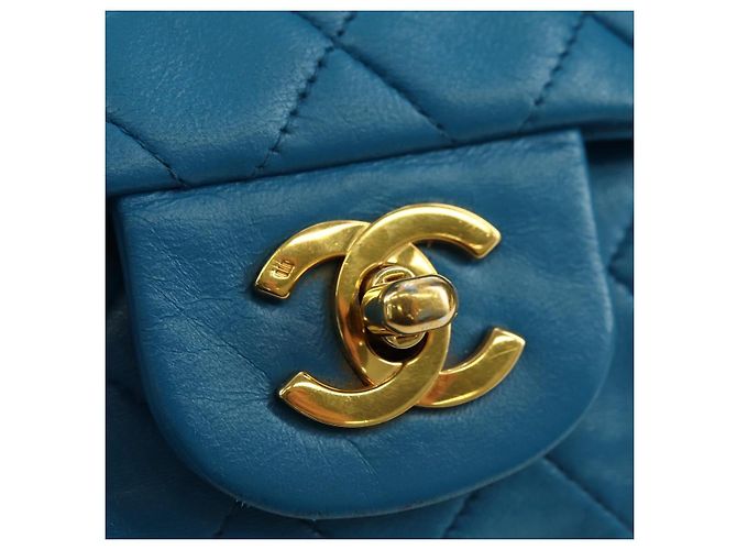 CHANEL Matelasse23 Chain Shoulder Bag Lamb Skin Blue Gold CC Auth 178769V D'oro - vista 18