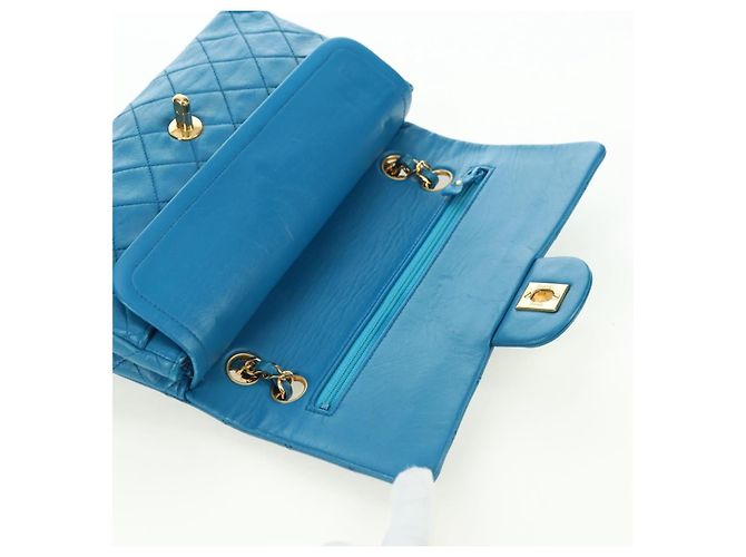 CHANEL Matelasse23 Chain Shoulder Bag Lamb Skin Blue Gold CC Auth 178769V D'oro - vista 19