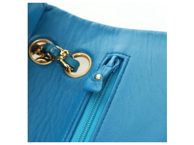 CHANEL Matelasse23 Chain Shoulder Bag Lamb Skin Blue Gold CC Auth 178769V D'oro - vista 21