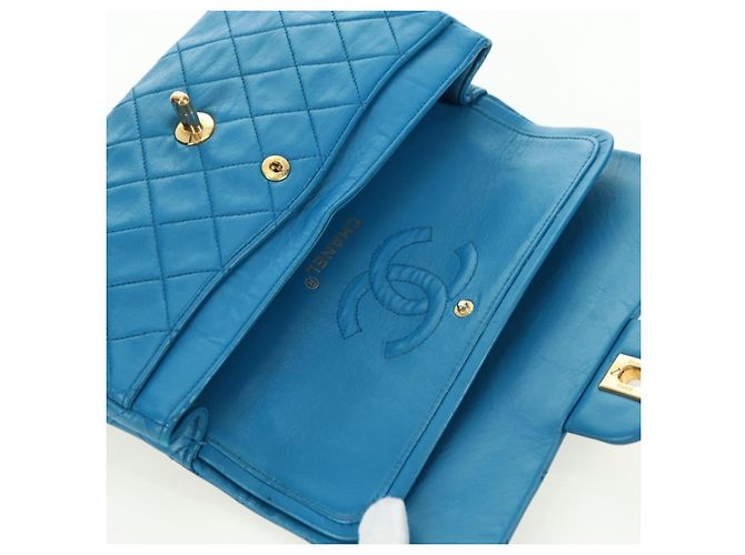 CHANEL Matelasse23 Chain Shoulder Bag Lamb Skin Blue Gold CC Auth 178769V D'oro - vista 23