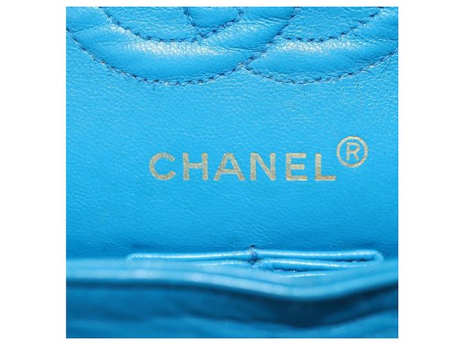 CHANEL Matelasse23 Chain Shoulder Bag Lamb Skin Blue Gold CC Auth 178769V D'oro - vista 24