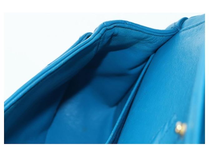 CHANEL Matelasse23 Chain Shoulder Bag Lamb Skin Blue Gold CC Auth 178769V D'oro - vista 25