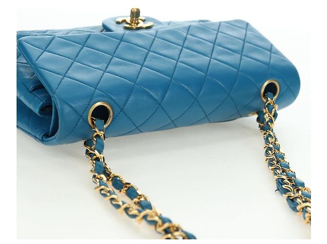 CHANEL Matelasse23 Chain Shoulder Bag Lamb Skin Blue Gold CC Auth 178769V D'oro - vista 6