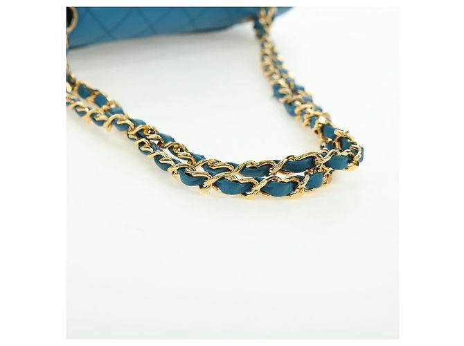 CHANEL Matelasse23 Chain Shoulder Bag Lamb Skin Blue Gold CC Auth 178769V D'oro - vista 7