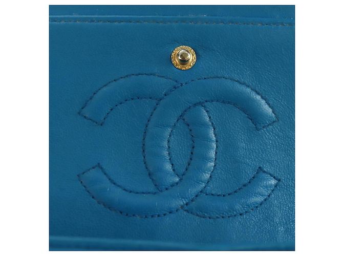 CHANEL Matelasse23 Chain Shoulder Bag Lamb Skin Blue Gold CC Auth 178769V D'oro - vista 9