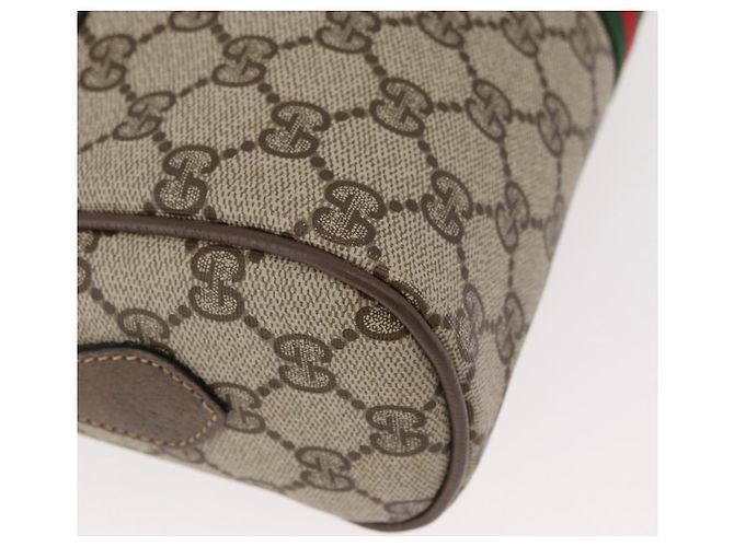 Borsa GUCCI GG Supreme Web Sherry Line PVC Beige Oro 24 02 005 Auth BA12706 D'oro - vista 14