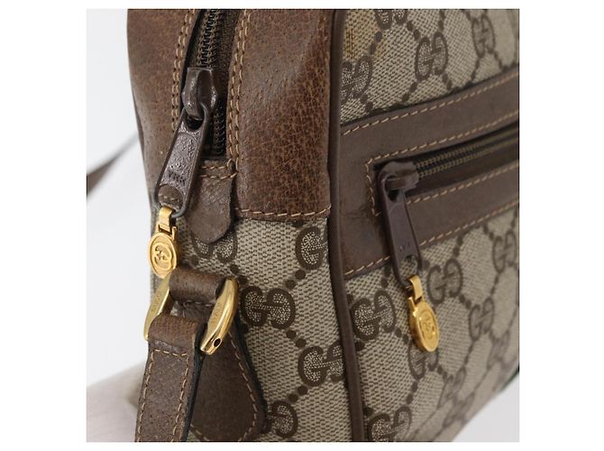 Borsa GUCCI GG Supreme Web Sherry Line PVC Beige Oro 24 02 005 Auth BA12706 D'oro - vista 18