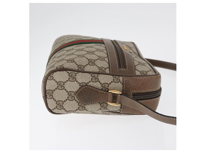 Borsa GUCCI GG Supreme Web Sherry Line PVC Beige Oro 24 02 005 Auth BA12706 D'oro - vista 3