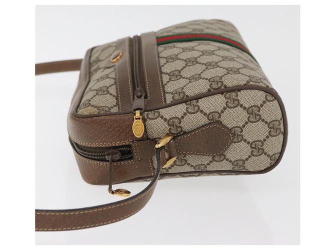 Borsa GUCCI GG Supreme Web Sherry Line PVC Beige Oro 24 02 005 Auth BA12706 D'oro - vista 4