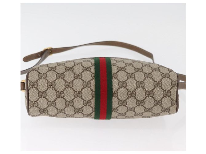 Borsa GUCCI GG Supreme Web Sherry Line PVC Beige Oro 24 02 005 Auth BA12706 D'oro - vista 5
