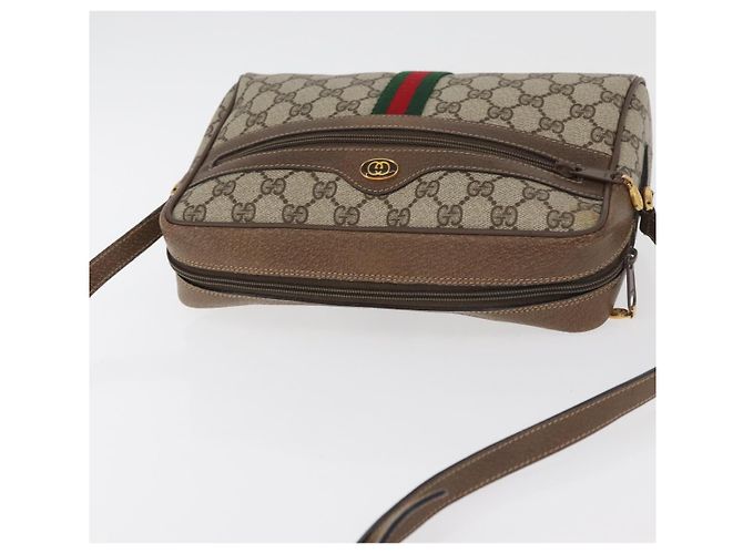 Borsa GUCCI GG Supreme Web Sherry Line PVC Beige Oro 24 02 005 Auth BA12706 D'oro - vista 6