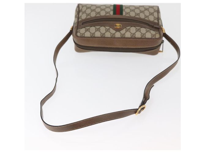 Borsa GUCCI GG Supreme Web Sherry Line PVC Beige Oro 24 02 005 Auth BA12706 D'oro - vista 7
