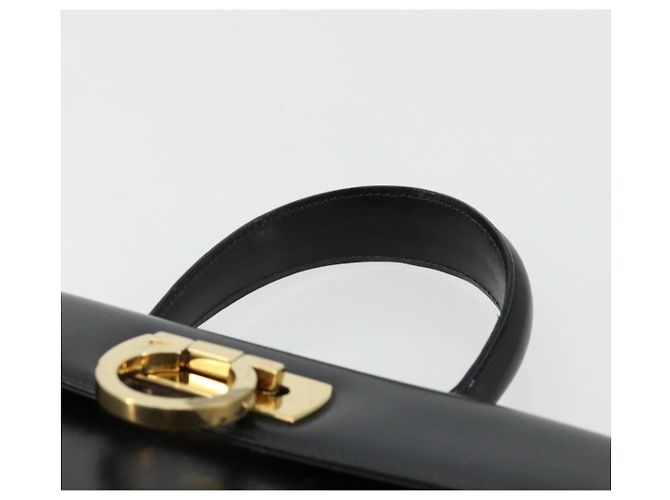 Borsa a mano Salvatore Ferragamo Gancini in pelle nera e oro Auth 181150 Nero D'oro - vista 14