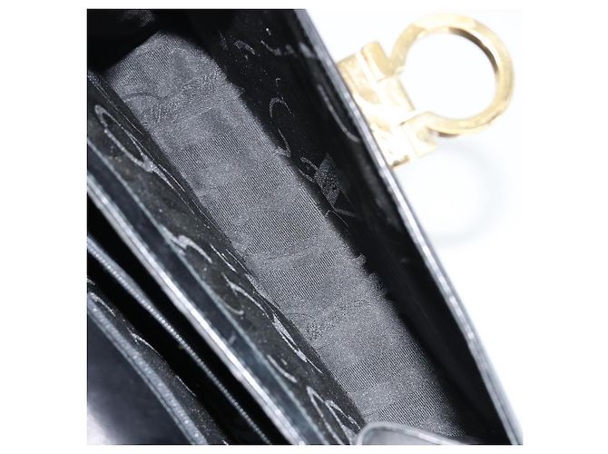Borsa a mano Salvatore Ferragamo Gancini in pelle nera e oro Auth 181150 Nero D'oro - vista 23