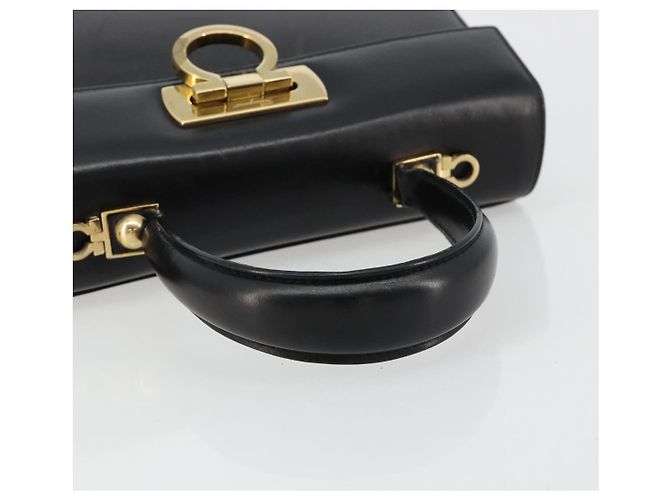 Borsa a mano Salvatore Ferragamo Gancini in pelle nera e oro Auth 181150 Nero D'oro - vista 7