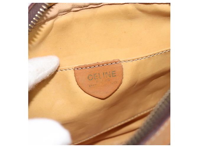 Céline Borsa a Spalla CELINE Macadam Canvas PVC Pelle Marrone Oro Auth 180579A D'oro - vista 17