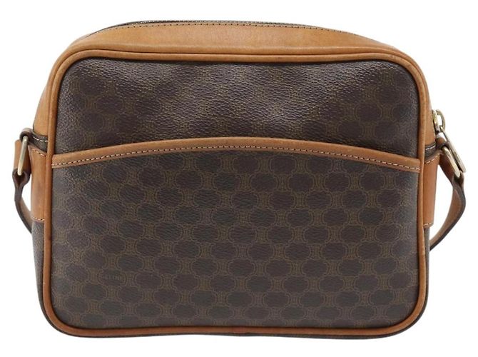 Céline Borsa a Spalla CELINE Macadam Canvas PVC Pelle Marrone Oro Auth 180579A D'oro - vista 2