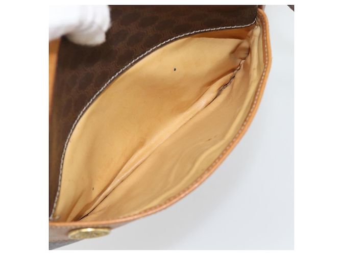 Céline Borsa a Spalla CELINE Macadam Canvas PVC Pelle Marrone Oro Auth 180579A D'oro - vista 21