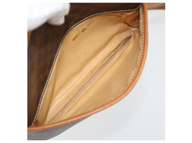 Céline Borsa a Spalla CELINE Macadam Canvas PVC Pelle Marrone Oro Auth 180579A D'oro - vista 22