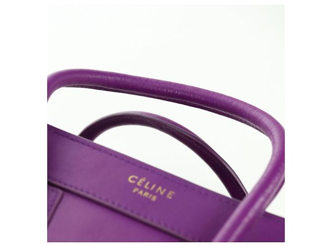 Céline Borsa CELINE Luggage Micro Shopper in pelle 2way Viola Oro Auth 179426SAV D'oro Porpora - vista 14