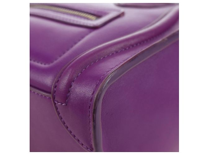 Céline Borsa CELINE Luggage Micro Shopper in pelle 2way Viola Oro Auth 179426SAV D'oro Porpora - vista 17
