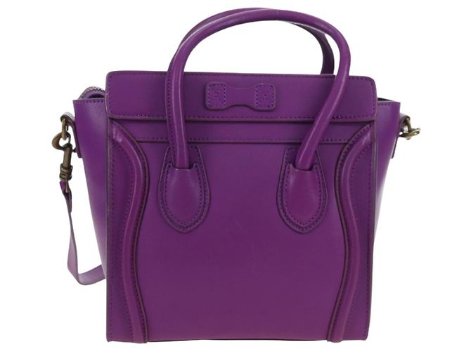 Céline Borsa CELINE Luggage Micro Shopper in pelle 2way Viola Oro Auth 179426SAV D'oro Porpora - vista 2