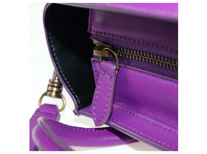 Céline Borsa CELINE Luggage Micro Shopper in pelle 2way Viola Oro Auth 179426SAV D'oro Porpora - vista 21