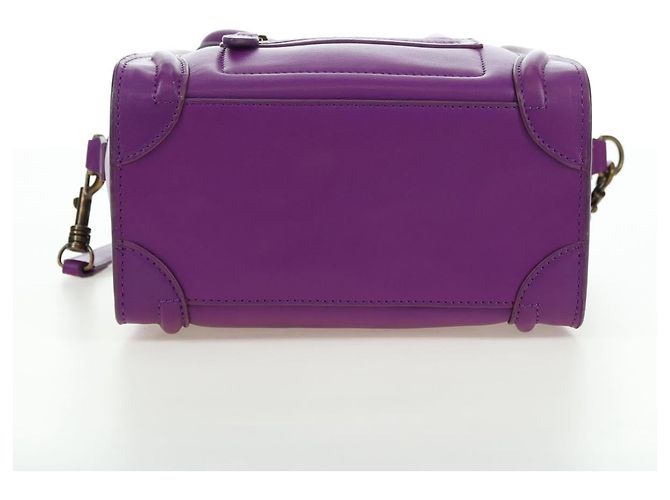 Céline Borsa CELINE Luggage Micro Shopper in pelle 2way Viola Oro Auth 179426SAV D'oro Porpora - vista 5