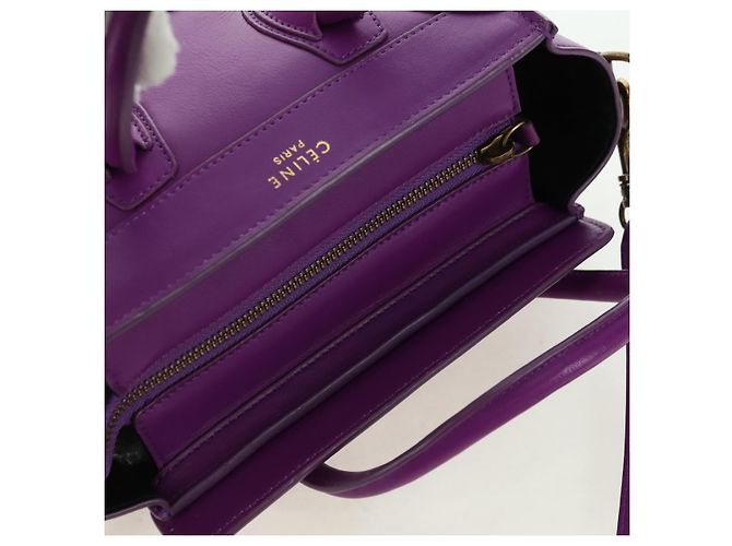 Céline Borsa CELINE Luggage Micro Shopper in pelle 2way Viola Oro Auth 179426SAV D'oro Porpora - vista 6