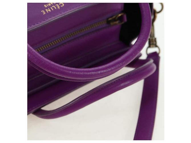 Céline Borsa CELINE Luggage Micro Shopper in pelle 2way Viola Oro Auth 179426SAV D'oro Porpora - vista 7