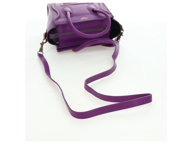 Céline Borsa CELINE Luggage Micro Shopper in pelle 2way Viola Oro Auth 179426SAV D'oro Porpora - vista 8