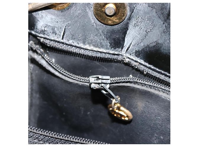 CHANEL Matelasse Chain Tote Bag Pelle Vernice Nero Oro CC Auth bs35172 D'oro - vista 11