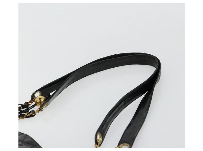 CHANEL Matelasse Chain Tote Bag Pelle Vernice Nero Oro CC Auth bs35172 D'oro - vista 14