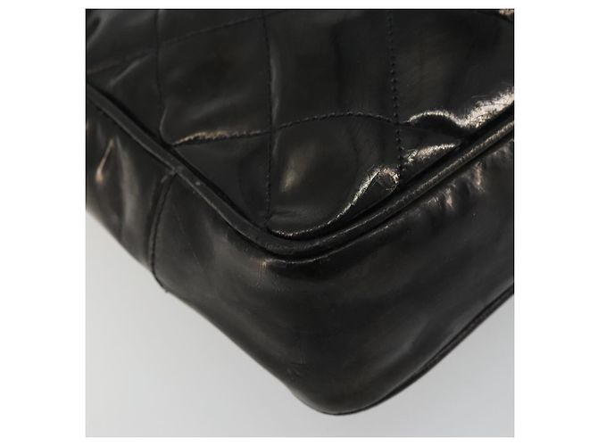 CHANEL Matelasse Chain Tote Bag Pelle Vernice Nero Oro CC Auth bs35172 D'oro - vista 15