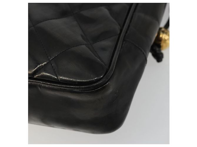 CHANEL Matelasse Chain Tote Bag Pelle Vernice Nero Oro CC Auth bs35172 D'oro - vista 16