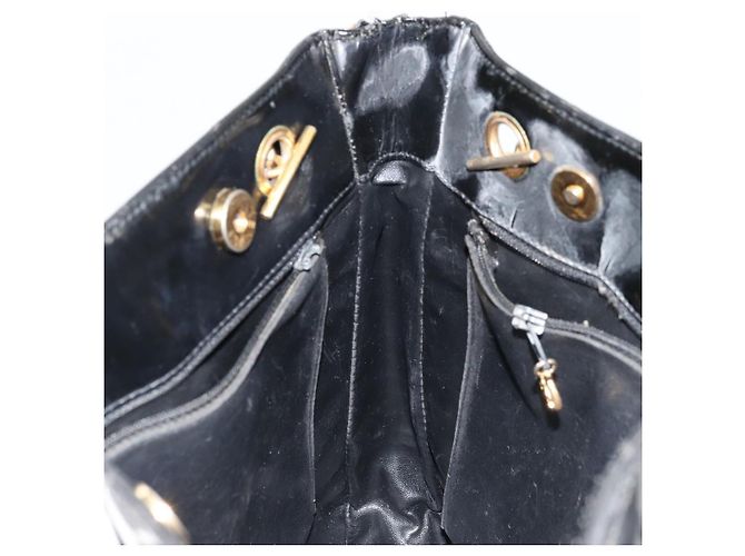 CHANEL Matelasse Chain Tote Bag Pelle Vernice Nero Oro CC Auth bs35172 D'oro - vista 20