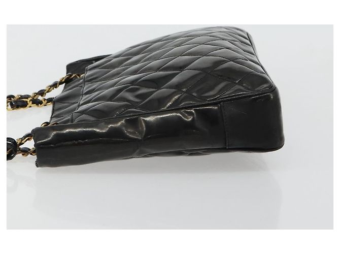 CHANEL Matelasse Chain Tote Bag Pelle Vernice Nero Oro CC Auth bs35172 D'oro - vista 4