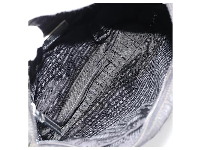 Borsa a Spalla PRADA Nylon Nero Argento Auth 180848 - vista 11