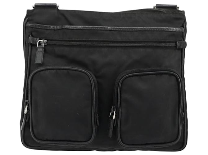 Borsa a Spalla PRADA Nylon Nero Argento Auth 180848 - vista 13